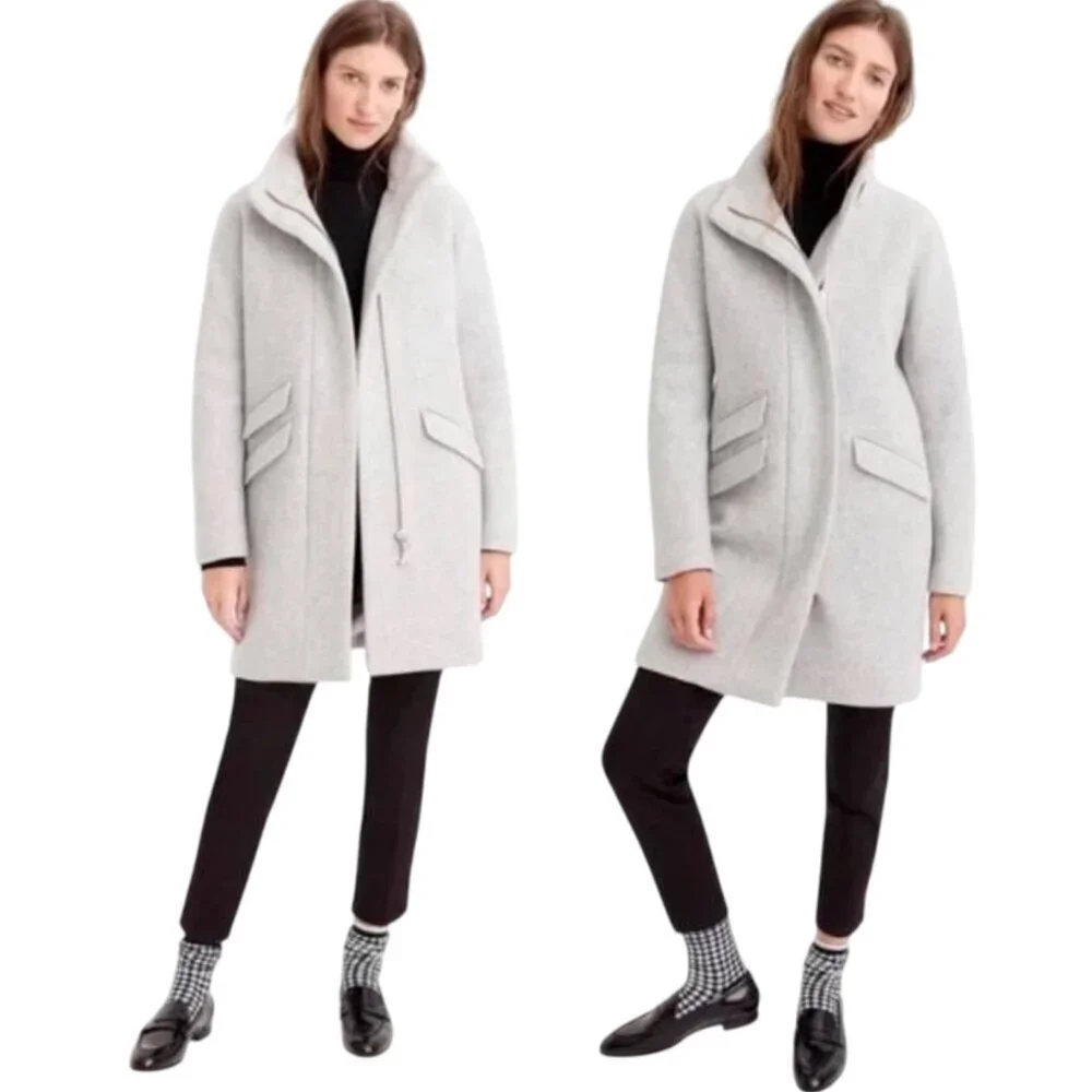 NWOT JCREW Cocoon Coat Jacket Womens 2 Gray Italian Stadium Cloth Wool J5536 NEW